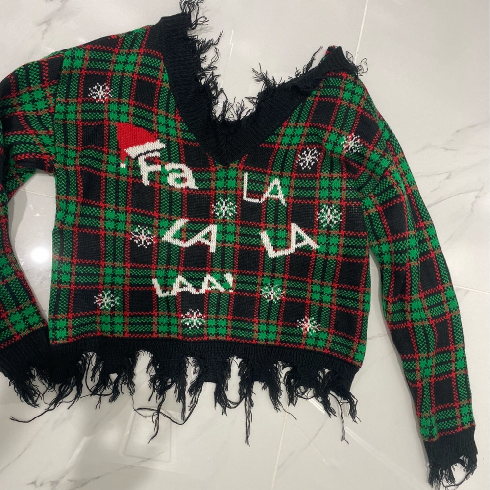 Macy's Festive Off-the-Shoulder Sweater - Black, Green, Red